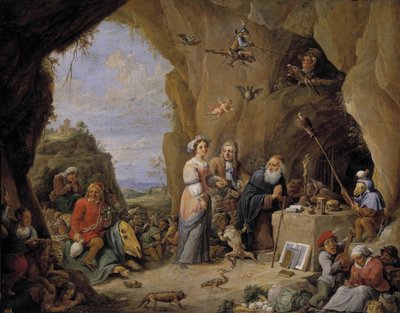 Pyhän Antoniuksen kiusaus, 1600-luvun puoliväli. tekijältä David Teniers the Younger