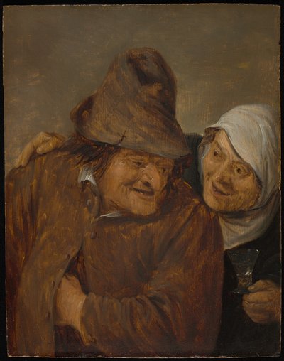 Kaksi talonpoikaa viinilasillisen kanssa tekijältä David Teniers the Younger