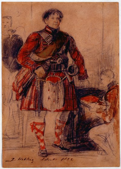 George IV Highland Dressissä Holyroodin palatsissa, 1822 (liitu ja wc paperilla) tekijältä David Wilkie