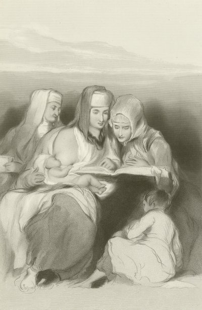 Heprealaiset naiset lukemassa kirjoituksia Jerusalemissa tekijältä David Wilkie