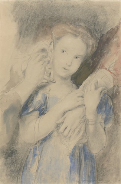 Tutkimus ensimmäiselle korvarenkaalle (wc, grafiitti ja liitu paperille) tekijältä David Wilkie