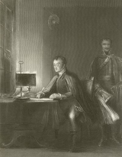 Wellingtonin herttua kirjoittamassa lähetyksiään tekijältä David Wilkie