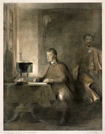 Wellington kirjoittamassa lähetyksiään tekijältä David Wilkie