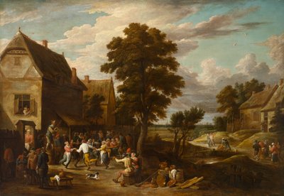 Tanssijat Village Innissä, noin 1660-luku (öljy kankaalle) tekijältä David the Younger (workshop of) Teniers
