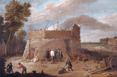 Kalkkiuuni figuureilla (öljy kankaalle) tekijältä David Teniers the Younger