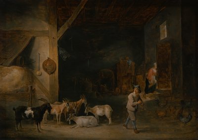 Lato, jossa on vuohia ja poika soittaa nokkahuilua, n.1640-45. tekijältä David Teniers the Younger