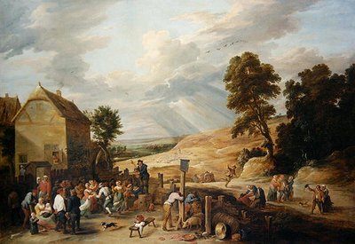 Country Dance ennen majataloa (öljy kankaalle) tekijältä David Teniers the Younger