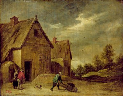 Maanviljelijä kottikärryjen kanssa (öljy tammella) tekijältä David Teniers the Younger