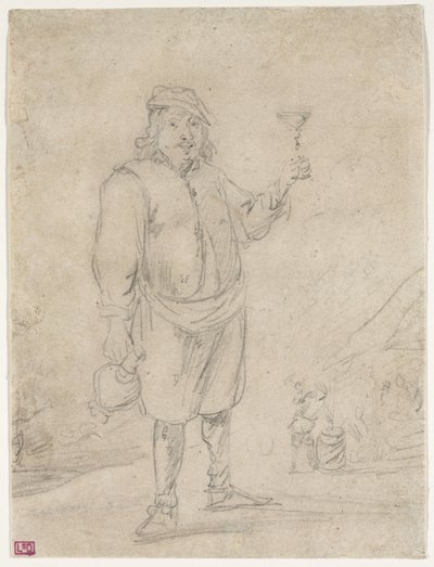 Talonpoika nostaa lasia viiniä, n. 1644 tekijältä David Teniers the Younger