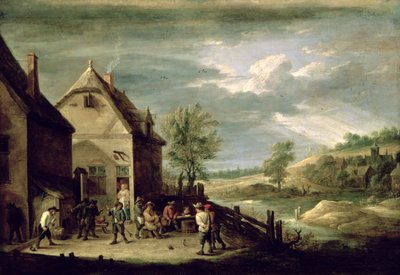 Talonpojat pelaamassa boules (öljy kankaalle) tekijältä David Teniers the Younger