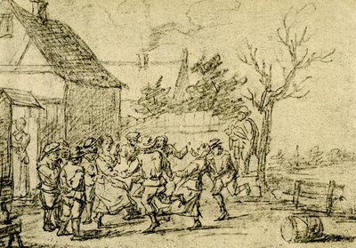 Talon edessä tanssivat talonpojat tekijältä David Teniers the Younger