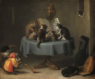 Kissojen konsertti par Teniers, David, nuorempi (1610-1690). Öljy puulle, koko: 26x31,5 tekijältä David Teniers the Younger