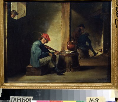 Muusikko (A Musician). David Teniersin nuoremman (1610-1690) maalaus. Öljy puulle, 26,3 x 37,8 cm. Flanderin taidetta, barokkityyliä. Alueellinen taidegalleria, Tambov (Venäjä). tekijältä David Teniers the Younger