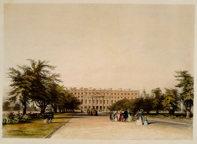 East Front ja Great Fountain Garden, Hampton Court (akvarelli paperille) tekijältä David the younger Cox