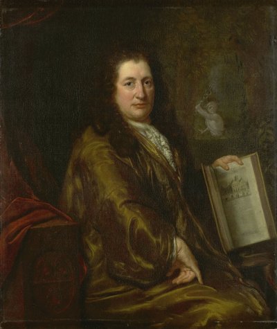 Caspar Commelinin muotokuva, kirjakauppias, sanomalehtikustantaja ja Amsterdamin virallisen historian Beschrijvinghe van Amsterdam kirjoittaja vuodelta 1693 tekijältä David van der Plas