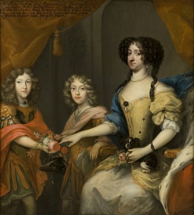 Anna Sofia, Tanskan prinsessa, Saksin valitsija, poikiensa Johann Georgin ja Friedrich Augustin kanssa, n. 1680 tekijältä David von Krafft