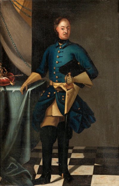 Ruotsin kuninkaan Kaarle XII:n (1682-1718) muotokuva - David von Krafftin (1655-1724) maalaus, öljy kankaalle, noin 1716, 46,5x30,5 cm - Ruotsin kuninkaan Kaarle XII:n muotokuva, Öljy kankaalle, kirjoittaja David von Krafft - Yksityinen kokoelma tekijältä David von Krafft