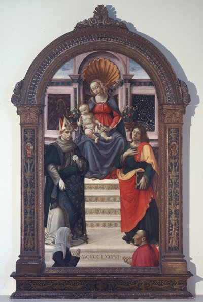 Madonna ja lapsi sekä Toulousen Pyhä Ludvig, Johannes evankelista ja lahjoittajat. tekijältä Davide Ghirlandaio