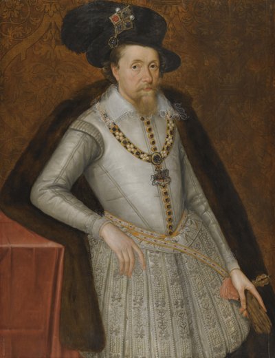 Englannin kuninkaan Jaakob I:n muotokuva 1566-1625, 1600-luvun alku tekijältä De Critz