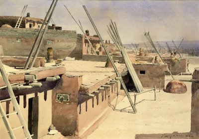 Street in Pueblo of Zuni, New Mexico, 1888. tekijältä De Lancey Gill