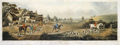 Foxhunting, levy 4, kaiverrus Thomas Sutherland (1785-1838) 1817 (väri litho) tekijältä Dean Snr. (after) Wolstenholme