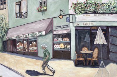 Cafe Corner, 2017 (akryyli kankaalle) tekijältä Deborah Eve Alastra
