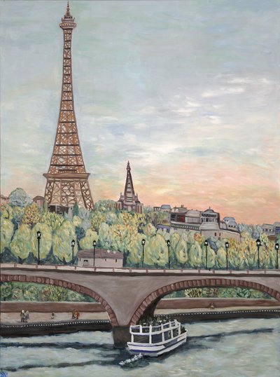 Eiffel-tornin näkymä, 2017 (akryyli kankaalle) tekijältä Deborah Eve Alastra