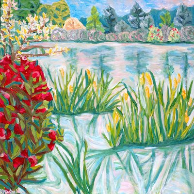 Red Rhodie, 2015 (akryyli kankaalle) tekijältä Deborah Eve Alastra
