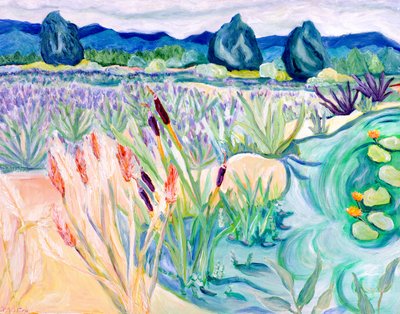 Sauvie Landscape, 2015 (akryyli kankaalle) tekijältä Deborah Eve Alastra