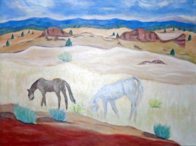 Villihevoset Lämpimät lähteet, 2011 (akryyli kankaalle) tekijältä Deborah Eve Alastra
