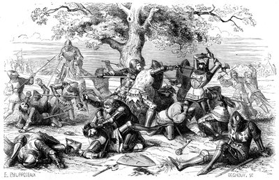 Kolmekymmentä ranskalaista ritaria taistelee englantilaisia vastaan, Bretagne, Ranska, 1351 1882-1884 tekijältä Deghouy