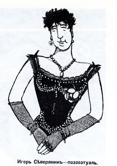 Igor Severyanin 1887-1941 Karikatyyri, 1915 tekijältä Deni