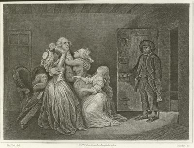 Ludvig XVI perheineen (kaiverrus) tekijältä Denis Auguste Marie (after) Raffet