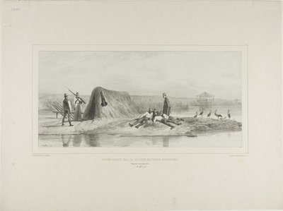 Unkarin sotilassiirtokuntien vartiopaikka, Tonavan vasen ranta, 7. heinäkuuta 1837. tekijältä Denis Auguste Marie Raffet