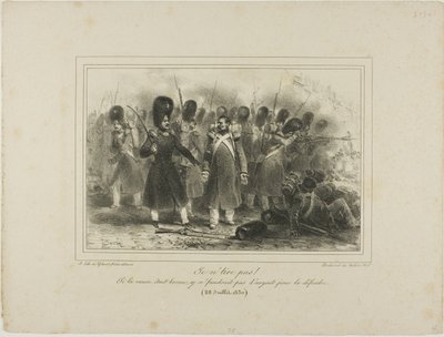 Minä en ammu! Jos asia olisi hyvä, sen puolustamiseen ei olisi rahaa. 28. heinäkuuta 1830 tekijältä Denis Auguste Marie Raffet
