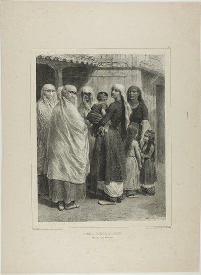 Tataarinaisia Baidarin luona, Krim, 26. elokuuta 1837. tekijältä Denis Auguste Marie Raffet