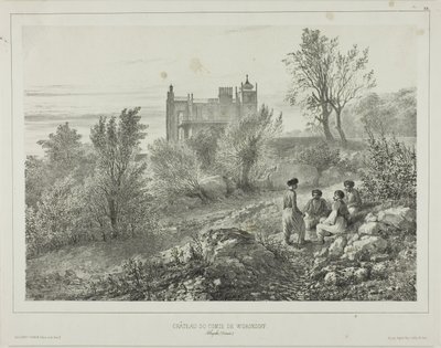 Kreivi Woronzoffin linna, Aloupka, Krim, 12. elokuuta 1837. tekijältä Denis Auguste Marie Raffet