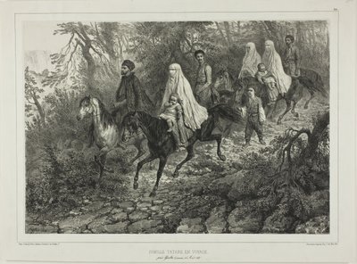 Matkustava tataariperhe, Jaltan lähellä, Krimillä, 15. elokuuta 1837. tekijältä Denis Auguste Marie Raffet