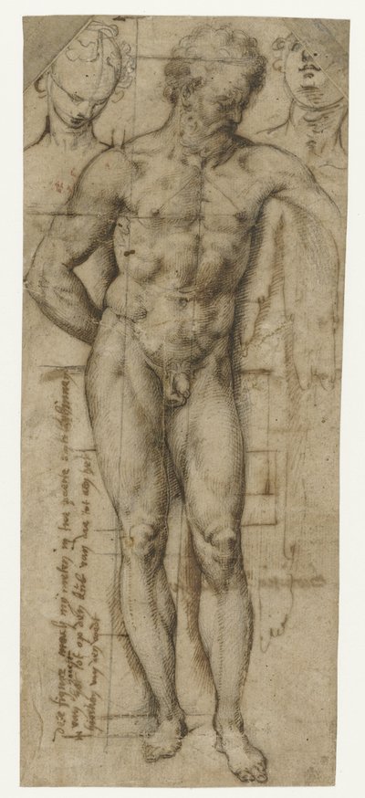 Tutkimus alastomasta miehestä (Hercules?) ja kahdesta naisen päästä tekijältä Denys Calvaert