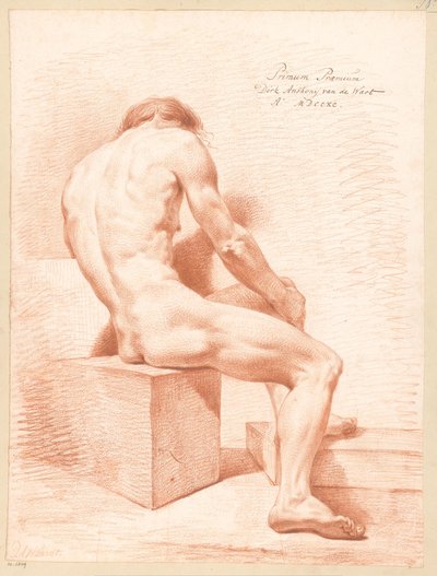 Istuva alaston mies, takaa katsottuna (1. palkinto 1790) tekijältä Derk Anthony van de Wart