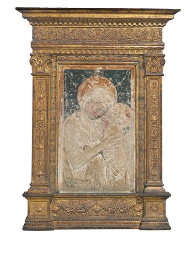 Relief of the Neitsyt ja lapsi (kullattu ja monivärinen stukko) tekijältä Desiderio da Settignano (after)