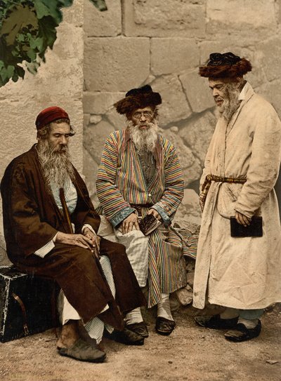 Juutalaisten tyypit Jerusalemissa, Pyhässä maassa, n. 1890 - n. 1900 (valokuvatulostus) tekijältä Detroit Photographic Co.