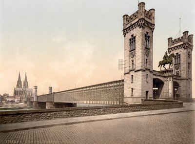 Eisenbahnin silta, Rein-joki, Köln, Saksa, noin 1900 tekijältä Detroit Publishing Co.