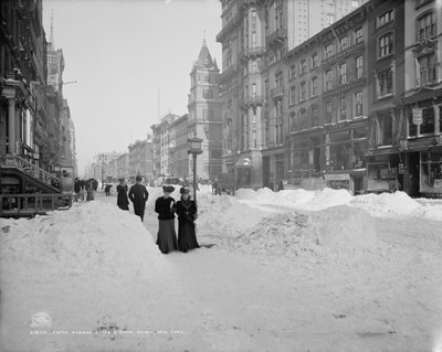 Fifth Avenue lumimyrskyn jälkeen, New York, n. 1905 (b/w kuva) tekijältä Detroit Publishing Co.