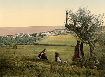 Yleisnäkymä, Galilean Kaana, Pyhä maa, n.1890-1900 (valokuvakromipaino). tekijältä Detroit Publishing Co.