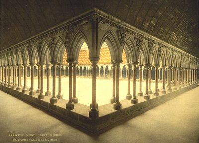 Monks" Promenade, Mont Saint-Michel, Ranska, Photochrome Print, n. 1900 tekijältä Detroit Publishing Co.