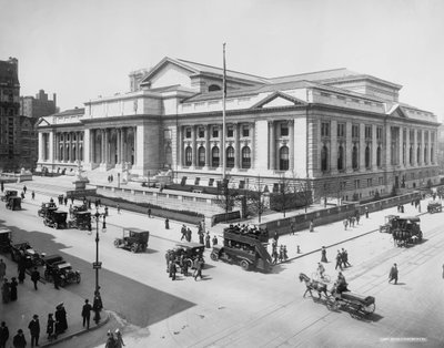 New York Public Library Building, n. 1911-20 (mv/w valokuva) tekijältä Detroit Publishing Co.
