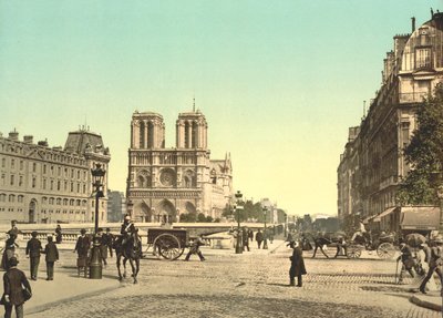 Notre Dame ja St. Michael Bridge, Pariisi, Ranska, noin 1900 tekijältä Detroit Publishing Co.