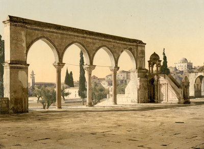 Cadi Borhan-ed-dinin saarnatuoli, Jerusalem, Pyhä maa, noin 1890-1900 (valokuvakromi). tekijältä Detroit Publishing Co.