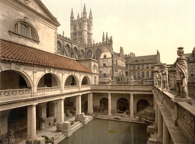 Roomalaiset kylpylät ja luostari, Bath, n.1890-1900 (valokuvakromipaino). tekijältä Detroit Publishing Co.